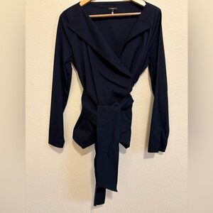 Escada Dark Blue Wrap Blouse